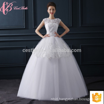 Elegant cap sleeveless slim fit cheap ball gown princess wedding dress